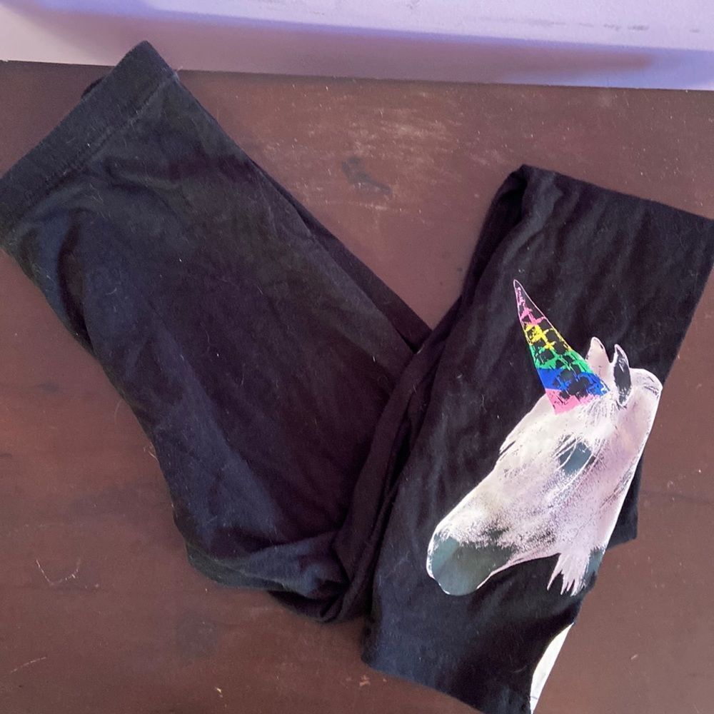 Old Navy Girls Black Leggings Size XL Unicorn Graphic Stretch Pants